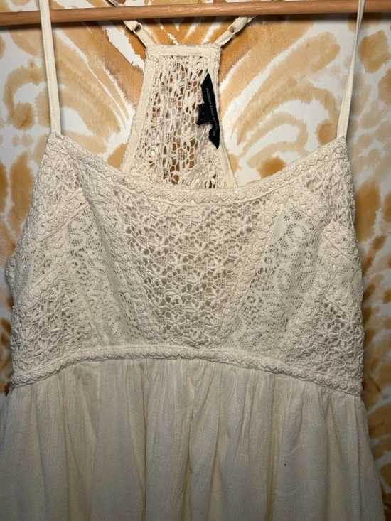 American Eagle Cream Lace Boho Sundress | Cottagecore Flowy Mini - Picture 5 of 6